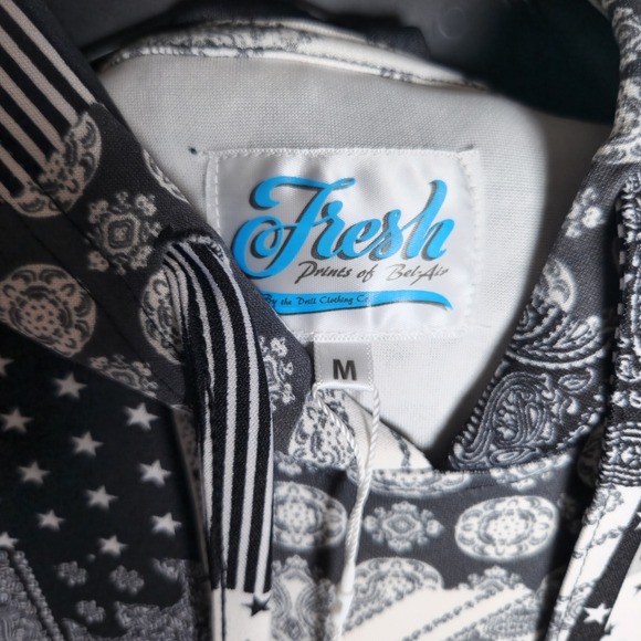Fresh Prints of Bel-Air Men's Patchwork Bandana Star Hoodie Medium Black Grey - Picture 4 of 7